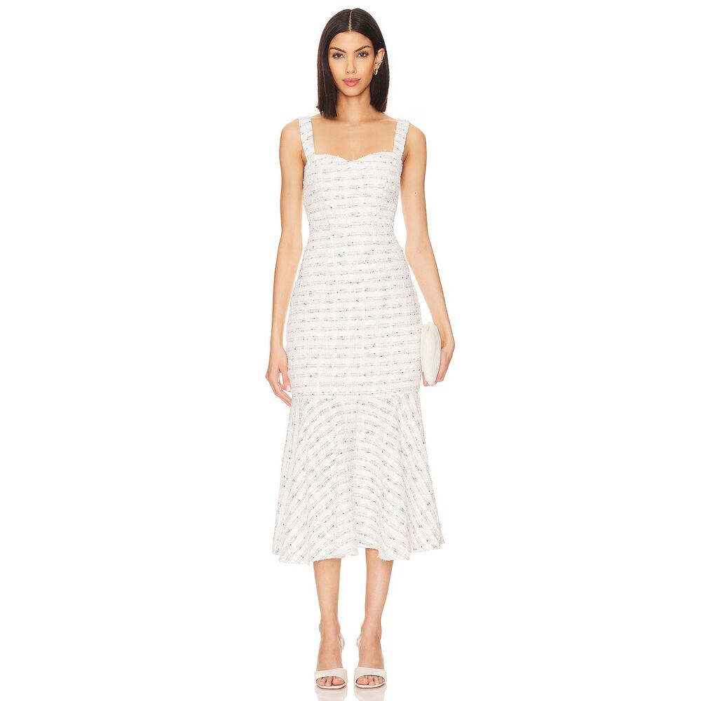 MISA Los Angeles Elke Tweed Midi Dress Medium NWT Metallic Revolve